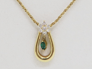 K18 エメラルド&ダイヤモンド ネックレス 0.15ct D0.35ctの買取実績  