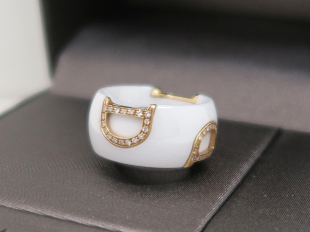 ダミアーニ D Icon リング #49 約9号 ダイヤ 750PG セラミック  