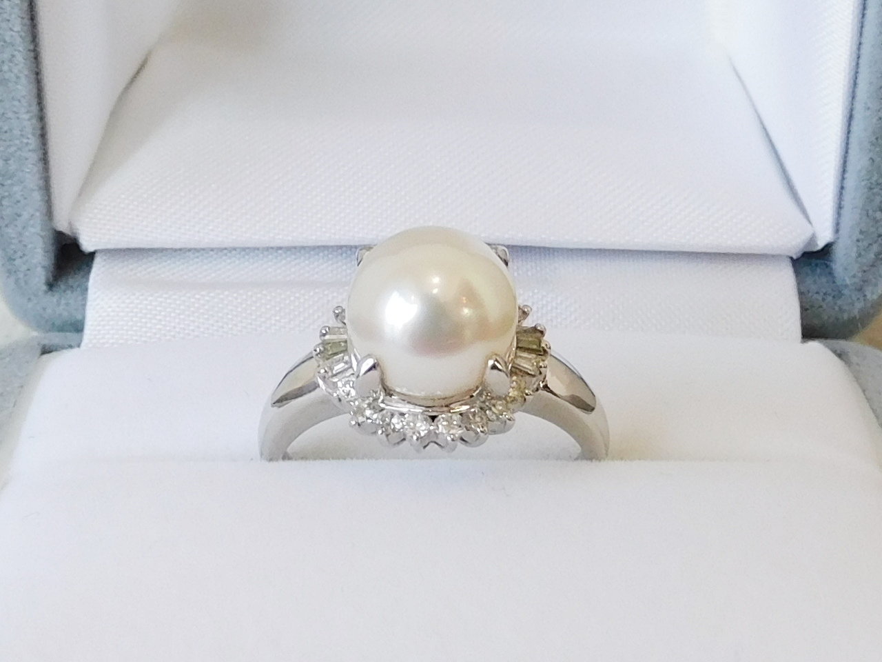 鑑別書付き Pt900　リング　パール　ダイヤ0.14ct　13号　7.5ｇ 店舗受取可 新品仕上げ済カード型鑑別書付きPt900（総7.6g） #9 パール 真珠