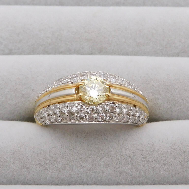 Pt900/K18 ダイヤモンド 指輪 D1.01ct（5石合計） 5.1gの買取実績 