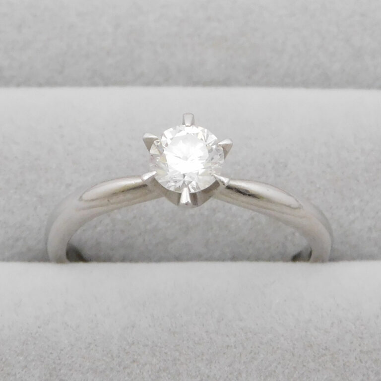 1円～ グッチ Pt950 ダイヤモンド 0.20ct D VVS1 EX ソリテール SELBY Pt950 ダイヤモンド 一文字リング ( 0.20ct )