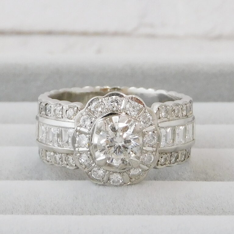 PT900 K18YG リング 指輪 19号 ダイヤ 0.15 カード鑑別書 総重量約18.6  