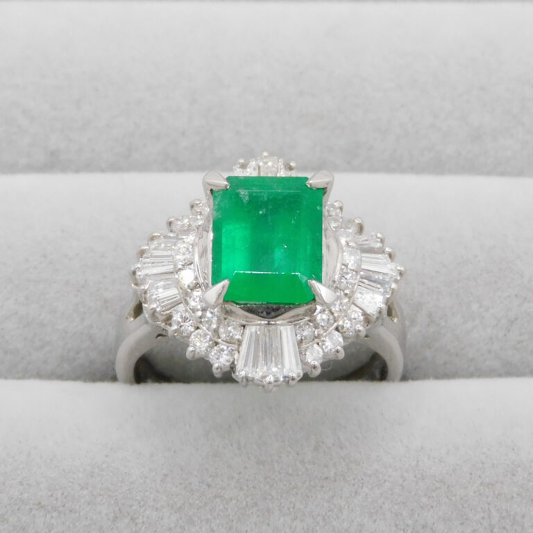 スネーク 一粒石 リング エメラルド Pt900